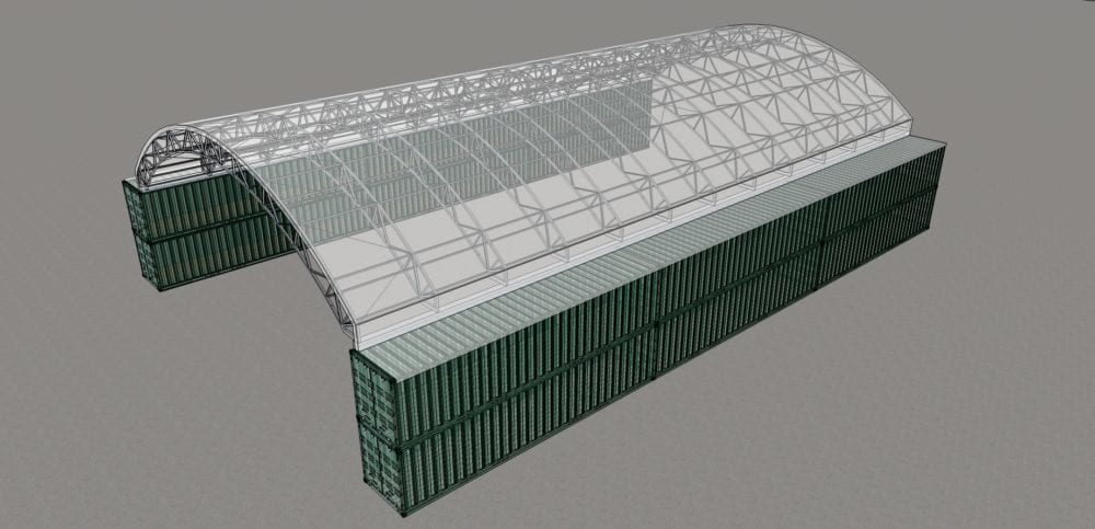 3d render fabric buildings toro shelters