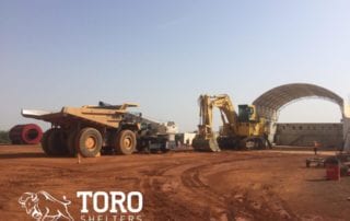 mine trucks and excavator maintenance protection toro shelters
