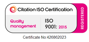 ISO 9001 2015 badge white